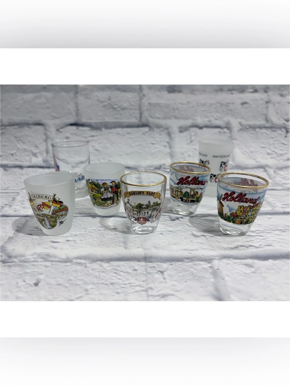 Holland, Switzerland, Paris, Germany, Czech Republic collectible shot glasses